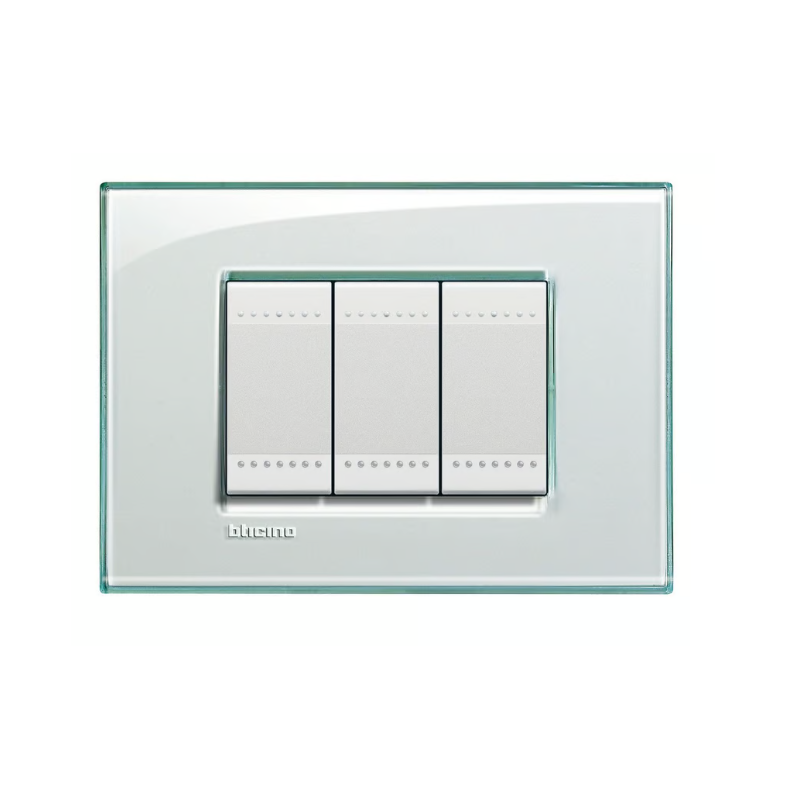 Placa rectangular aguamarina 3 módulos c/chasís