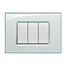Placa rectangular aguamarina 3 módulos c/chasís
