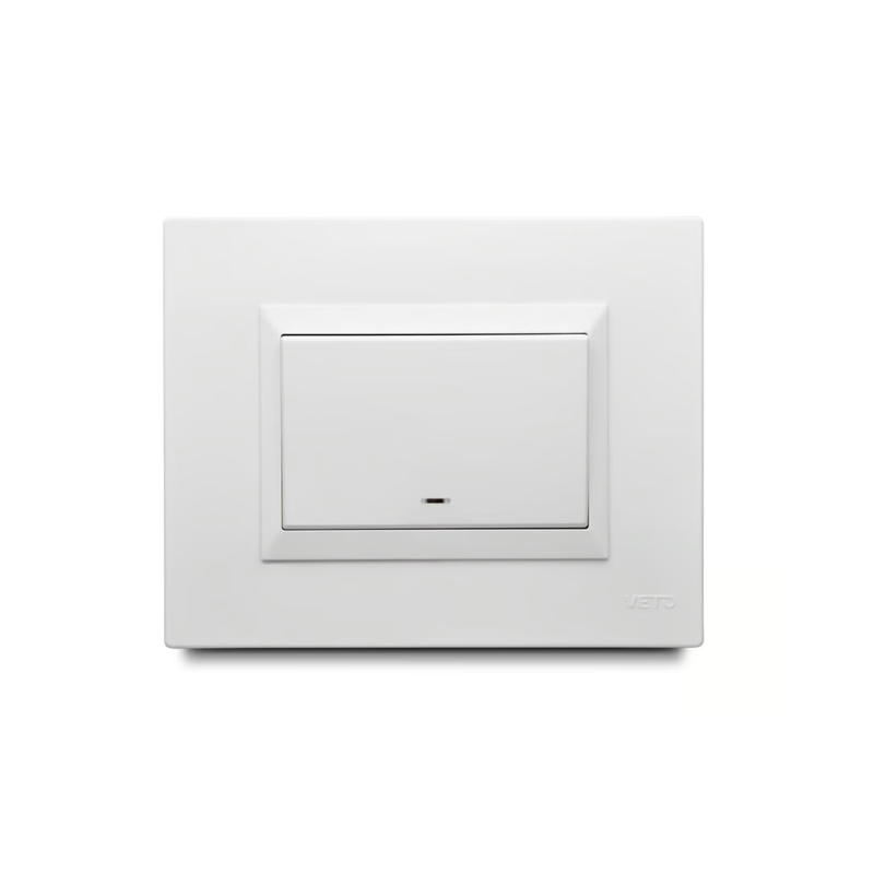 Apagador Esc. Simple 16 Amp con Luz Piloto + Placa Decorativa Blanco Apagador Esc. Simple 16 Amp con Luz Piloto + Placa Decorativa Blanco