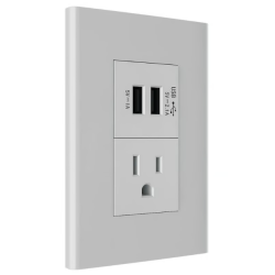 Placa armada 1 apagador 2 USB silver