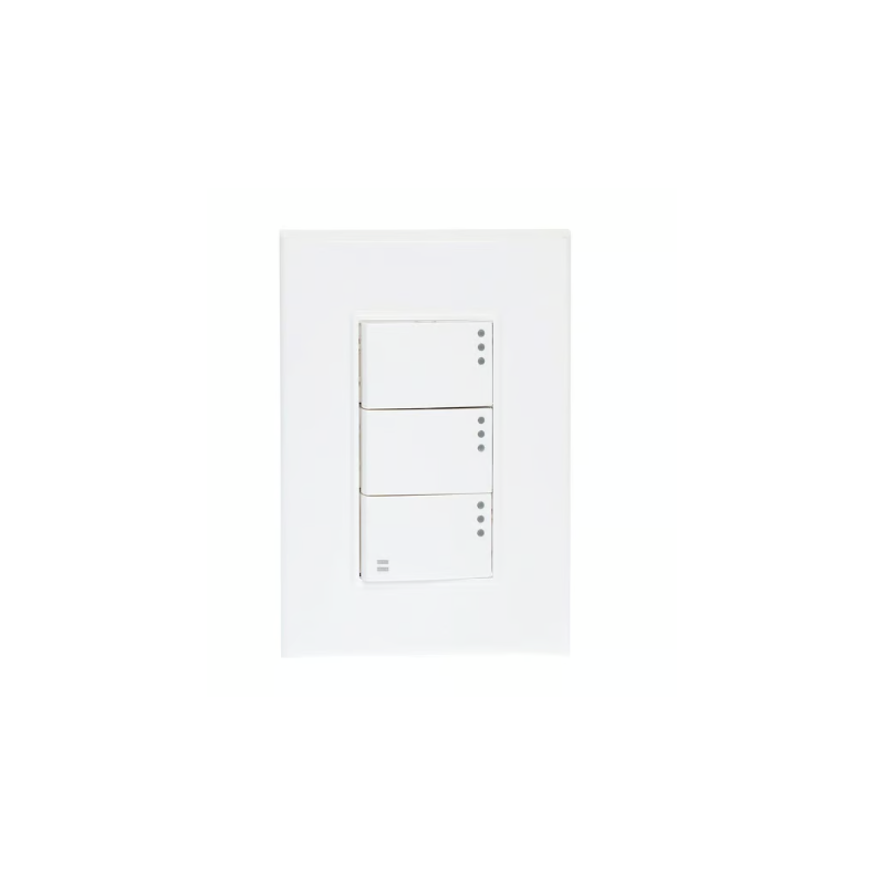 Placa Lugano 3 Módulos, 2 Apagadores , 1 apagador escalera Blanco Placa Lugano 3 Módulos, 2 Apagadores , 1 apagador escalera Blanco