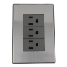 Placa Inox Con 3 Contactos De 1 Modulo