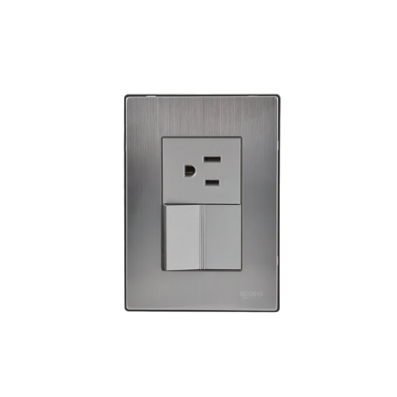 Placa Inox Con 1 Apagador Y Cont 1.5 Mod Placa Inox Con 1 Apagador Y Cont 1.5 Mod