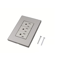 Placa Inox Con 3 Contactos De 1 Modulo