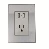 Placa Inox 2 Tomas Usb De 2,1A Y 1 Cont