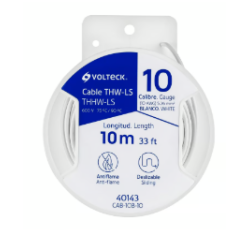 Carrete con 10 m de Cable THHW-LS 10 AWG Blanco, Volteck